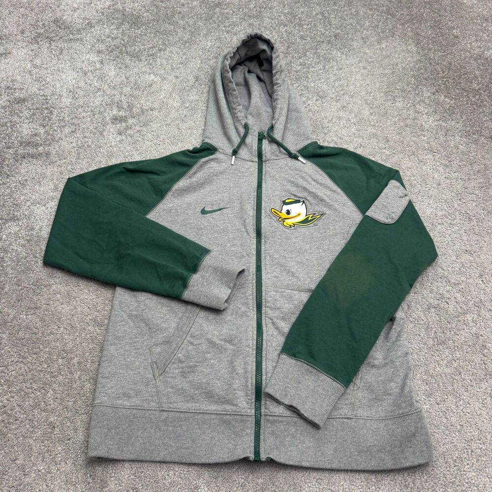 Nike Oregan Duck Full Zip Hoodie Sweatshirt Mens Large Gray Green Colorblock - Picture 1 of 15